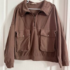 Listicle Brown Women’s Quarter Zip Pullover Sz L. MH-19